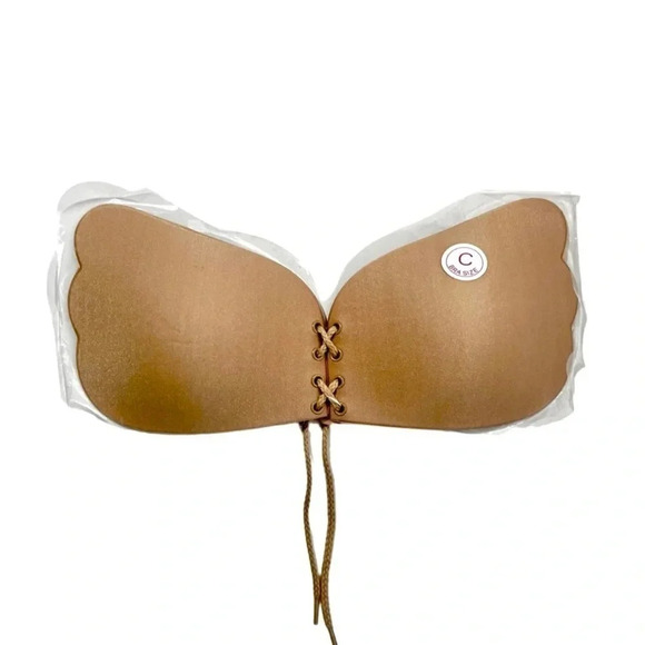 NEW Magic Self Adhesive Nude Silicone Gel Drawstring Push Up Bra - Picture 2 of 4